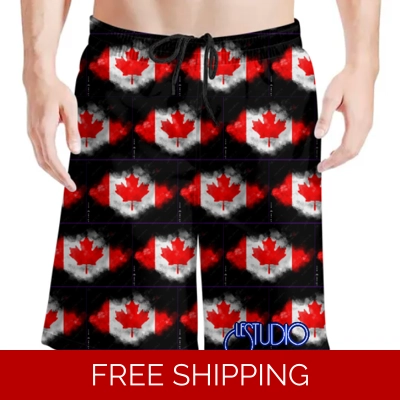 Le Studio Canada Flag Black Beach Shorts